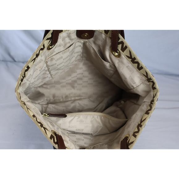 Michael Kors Tote Bag Womens Large MK Monogram Canvas Shoulder Purse Handbag - Picture 13 of 16